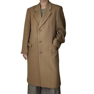 Vintage Maitland Tan Camel 1950s Wool Cashmere Blend Trench Coat 40R